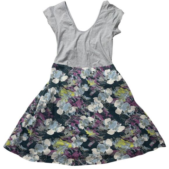Pact Dresses & Skirts - Pact Mixed Striped Floral Crisscross Mini Dress Large Women's Organic Cotton